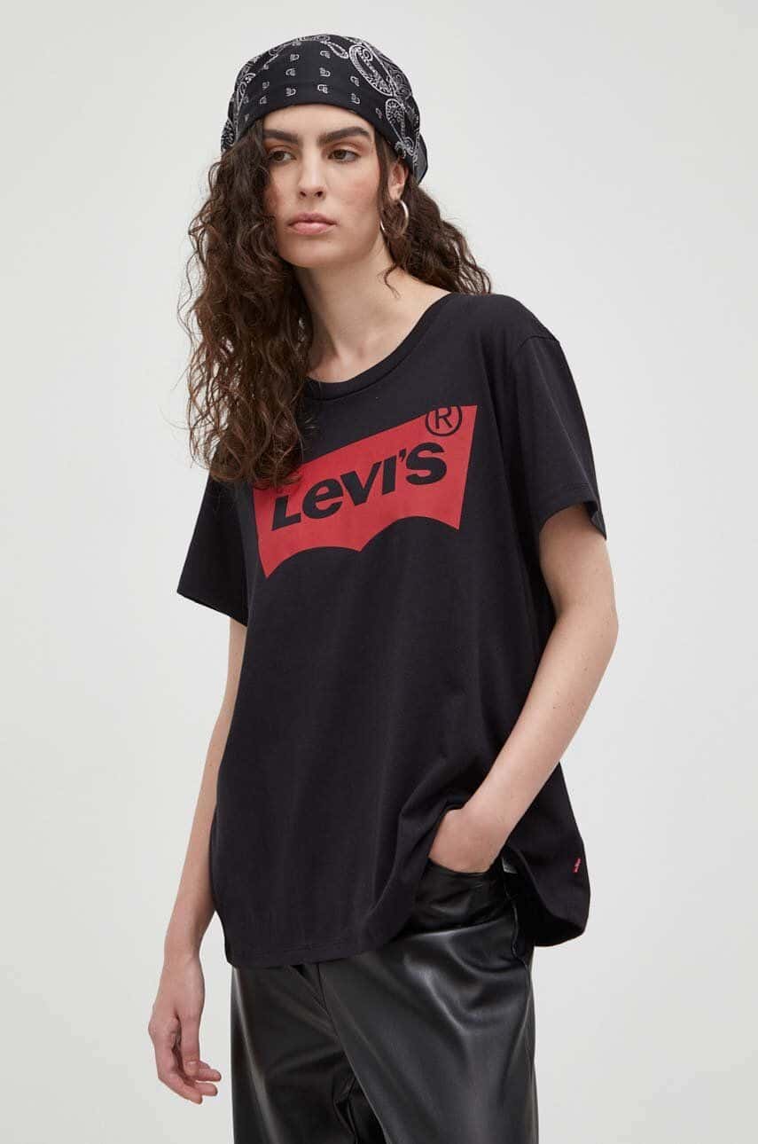 Bavlnené tričko Levi's 17369.0201-BLACK, čierna farba