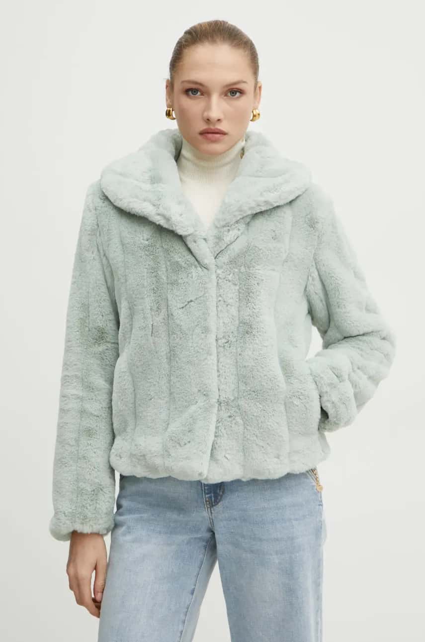 Bunda Guess dámska, tyrkysová farba, prechodná