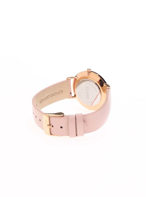 Bielo-ružové dámske kožené hodinky CLUSE La Bohème Rose Gold