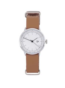 Dámske hodinky v striebornej farbe s hnedým koženým remienkom CHPO Harold Mini