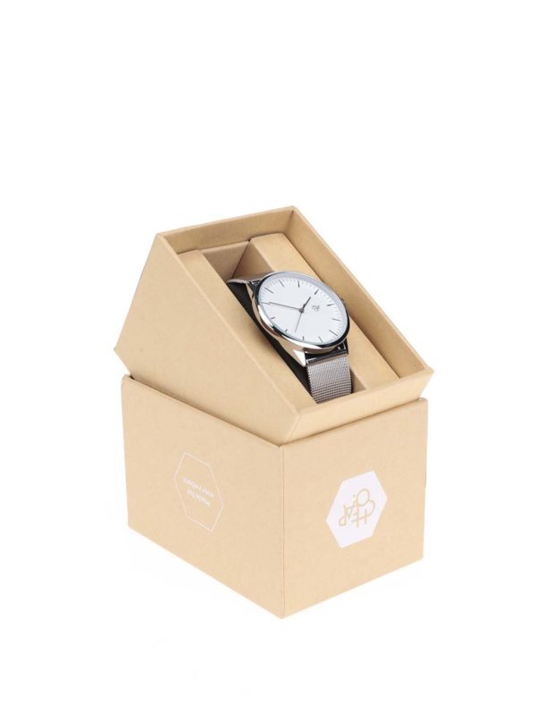 Unisex hodinky v striebornej farbe s nerezovým remienkom CHPO Nando Silver