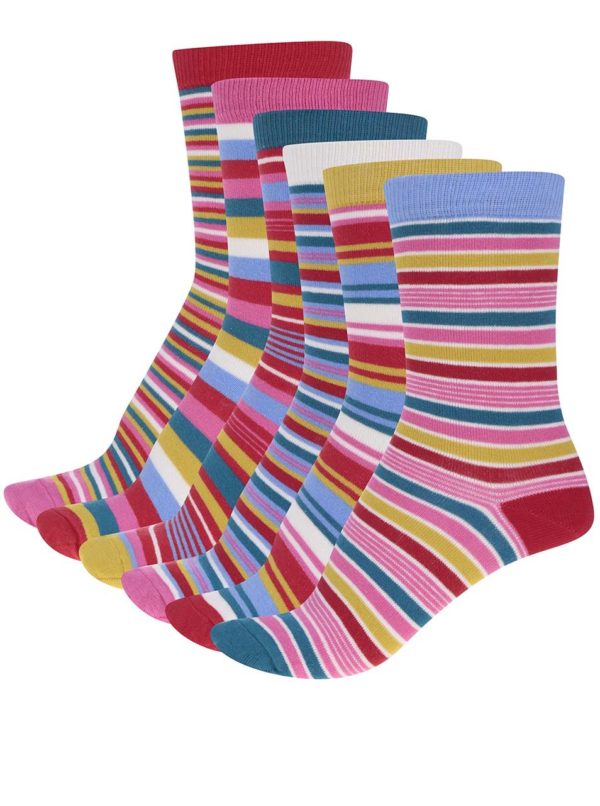 Sada šiestich dámskych pruhovaných ponožiek Oddsocks Stripes