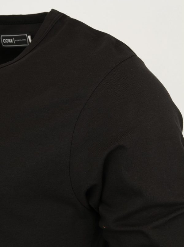 Čierne jednoduché tričko s dlhým rukávom Jack & Jones Basic