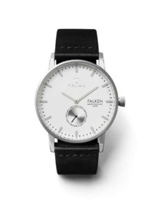 Unisex hodinky v striebornej farbe s čiernym koženým remienkom TRIWA Ivory Falken