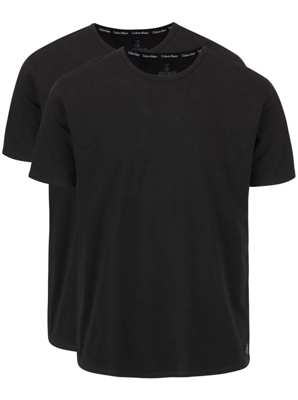Súprava dvoch pánskych čiernych regular fit tričiek pod košeľu Calvin Klein