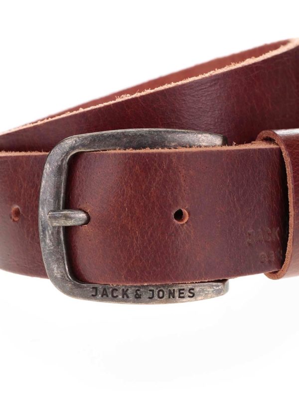Tmavohnedý kožený opasok Jack & Jones Paul