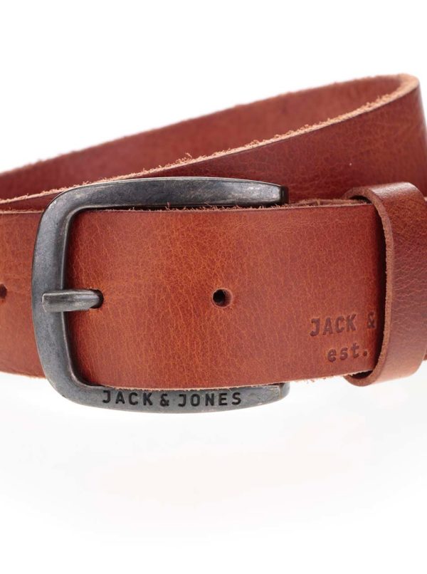 Hnedý kožený opasok Jack & Jones Paul