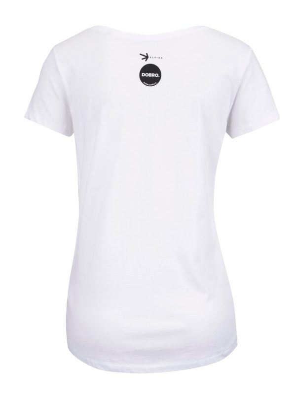 "Dobré" biele dámske tričko s potlačou Elpida