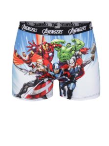 Modré boxerky s motívom superhrdinov Avengers