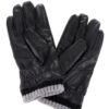 Čierne pánske kožené rukavice s úpletom Portland