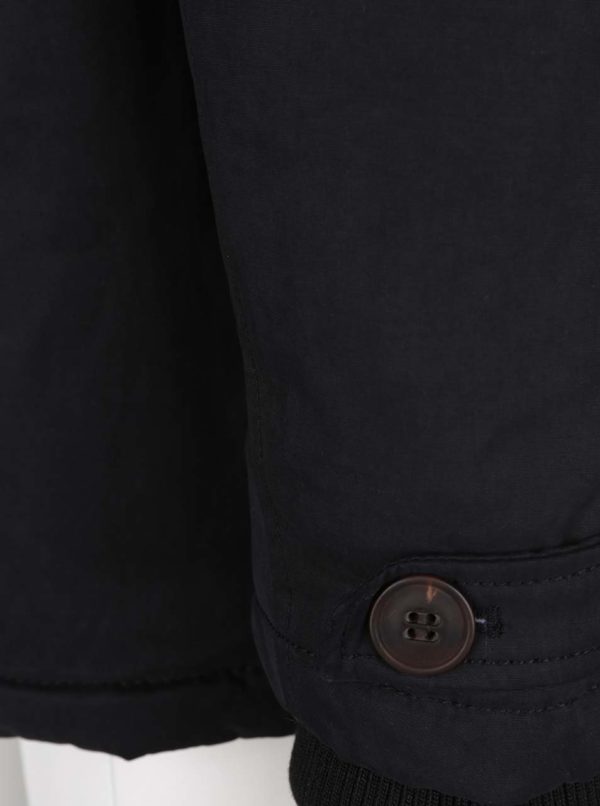 Čierna bunda s kapucňou a umelou kožušinou Burton Menswear London