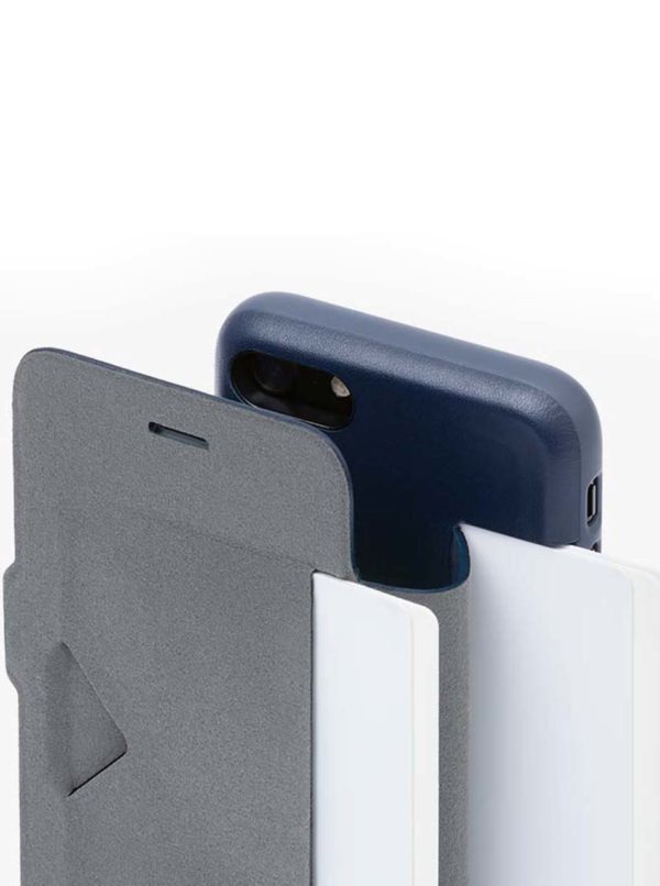 Tmavomodrý kožený kryt pre iPhone 7 s priehradkou na platobné karty Bellroy