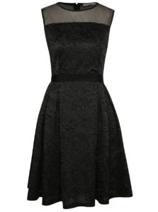 Čierne vzorované šaty s priesvitnou hornou časťou Darling Claris