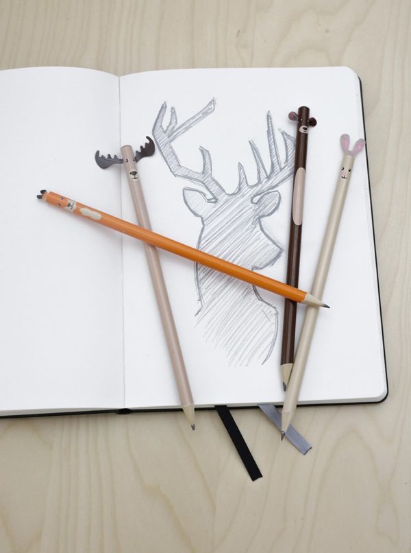 Kolekcia štyroch ceruziek s motívmi lesných zvierat Kikkerland