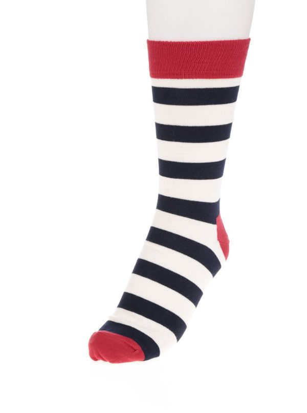 Súprava štyroch párov ponožiek v červenej, modrej a krémovej farbe Happy Socks Dot Gift Box