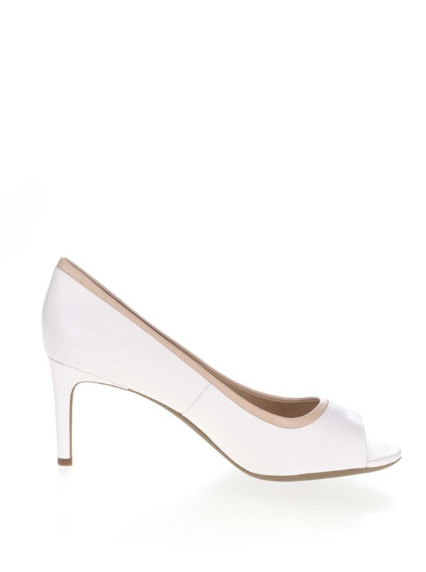 Bielo-krémové dámske kožené topánky na podpätku Geox Audie