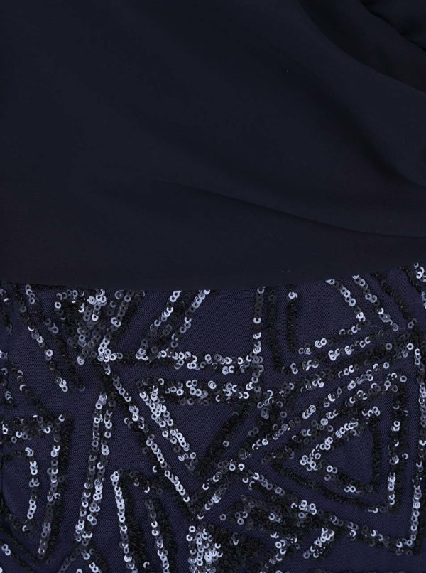 Tmavomodré minišaty s flitrovanou sukňou AX Paris