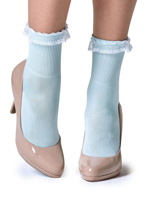 Svetlomodré ponožky s čipkou Gipsy
