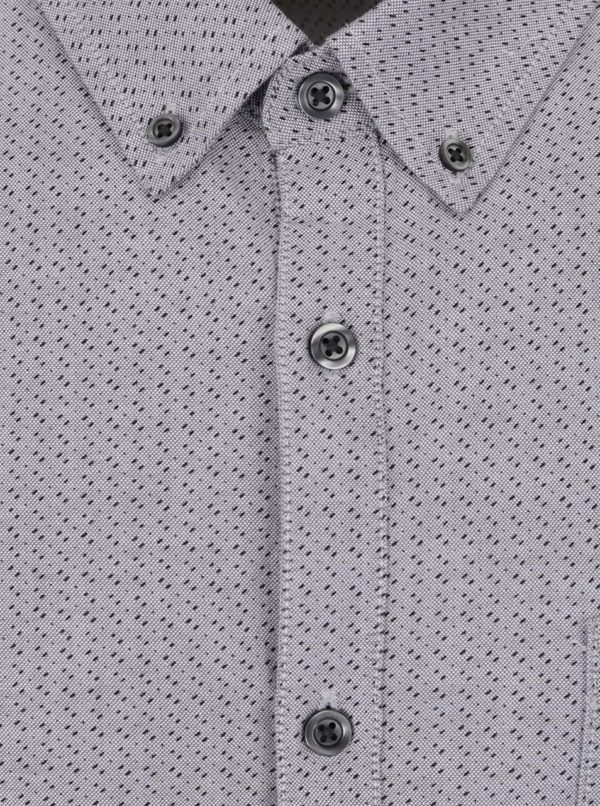 Sivá košeľa s jemným vzorom a krátkym rukávom Burton Menswear London
