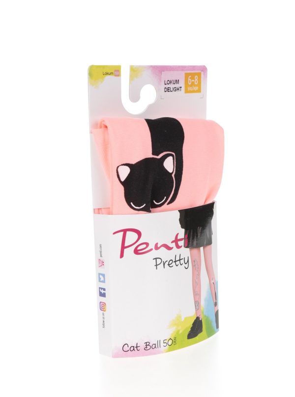 Ružové dievčenské pančuchy s motívom mačiatka Penti Cat Ball 50 DEN
