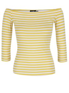 Žlté pruhované tričko s lodičkovým výstrihom Dolly & Dotty Gloria