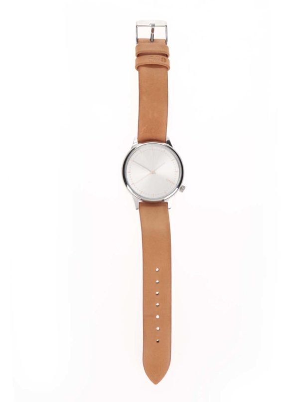Dámske hodinky v striebornej farbe s koženým remienkom Komono Estelle