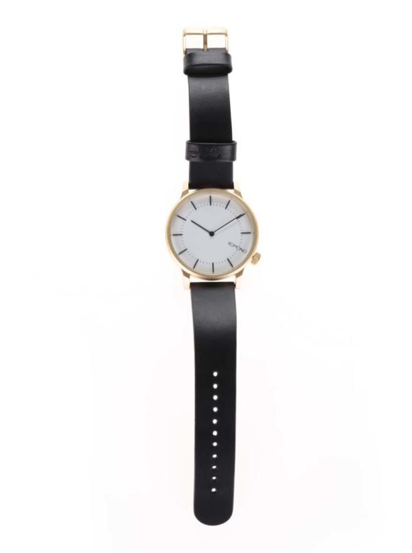 Unisex hodinky v zlatej farbe s koženým remienkom Komono Winston Regal