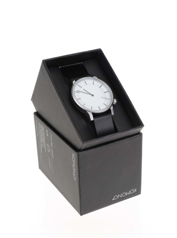 Unisex hodinky v striebornej farbe s koženým remienkom Komono Winston Regal
