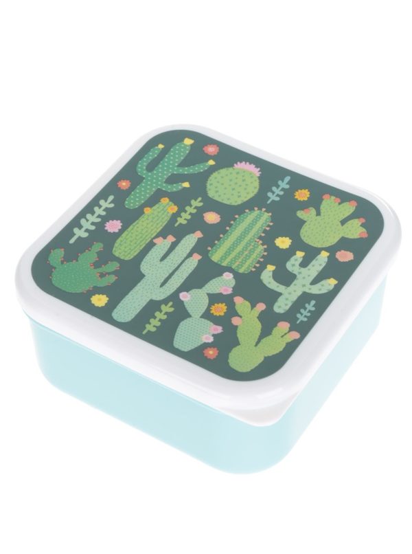 Tyrkysový box na jedlo s potlačou kaktusov Sass & Belle 