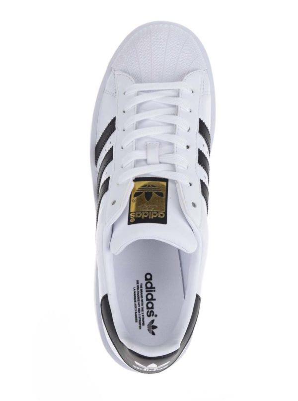Biele dámske kožené tenisky na platforme adidas Originals Superstar