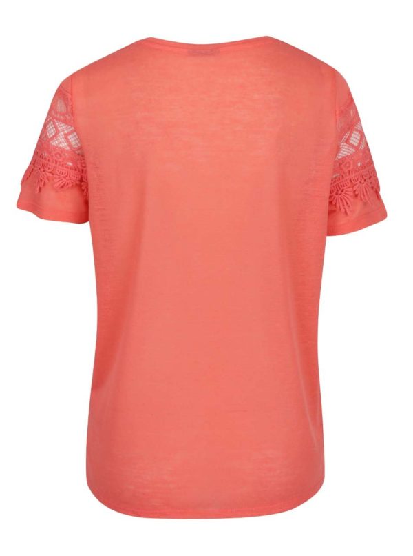 Ružové tričko s čipkou VERO MODA Melani