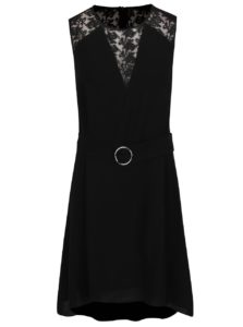 Čierne šaty s priehľadnými detailmi French Connection Hennessy