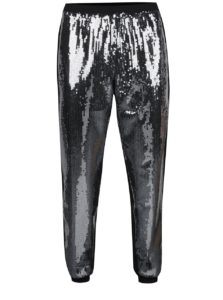 Čierne elastické nohavice s flitrami Idol Ray  