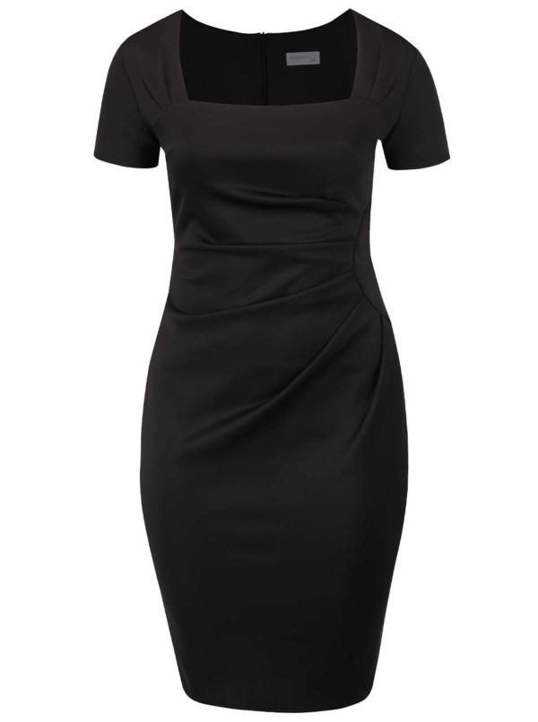 Čierne plus size puzdrové šaty s tvarovaným výstrihom Goddiva