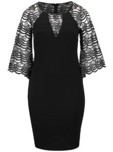 Čierne plus size šaty so zvonovými rukávmi Goddiva