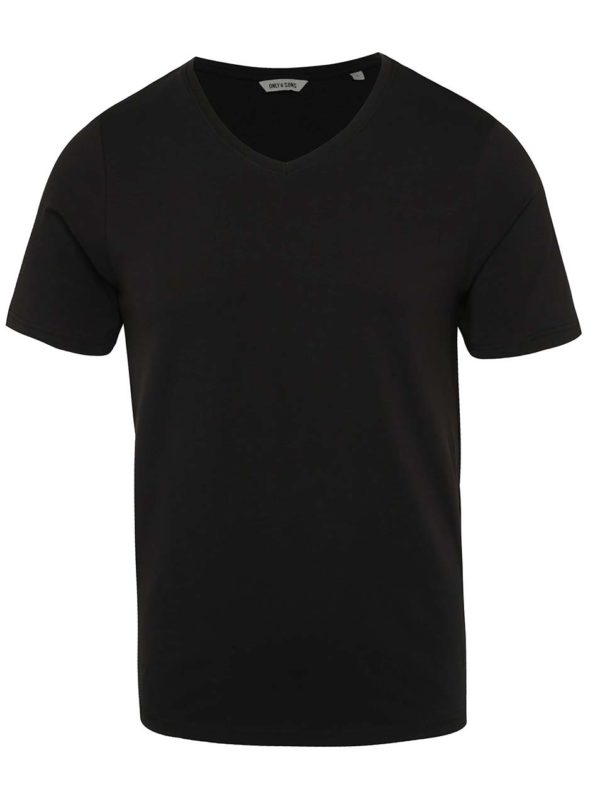 Čierne basic tričko s krátkym rukávom ONLY & SONS Basic