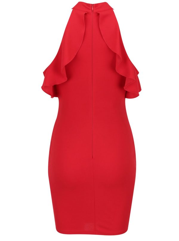 Červené šaty s odhalenými ramenami AX Paris