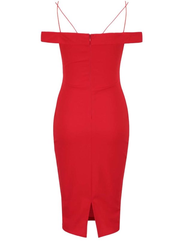 Červené šaty s odhalenými ramenami a tenkými ramienkami AX Paris