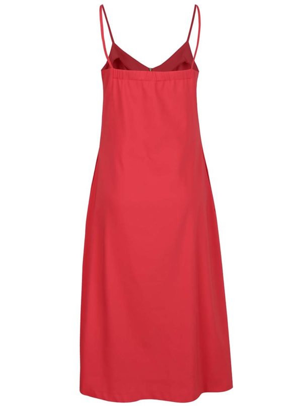 Červené šaty na ramienka so zipsom Closet