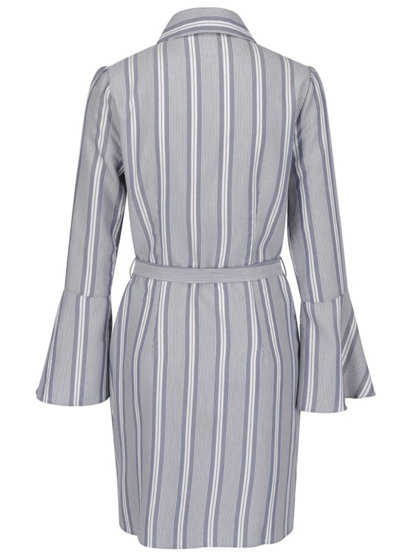 Krémovo-sivé pruhované košeľové šaty Miss Selfridge