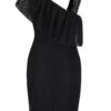 Čierne dierkované šaty cez jedno rameno Miss Selfridge