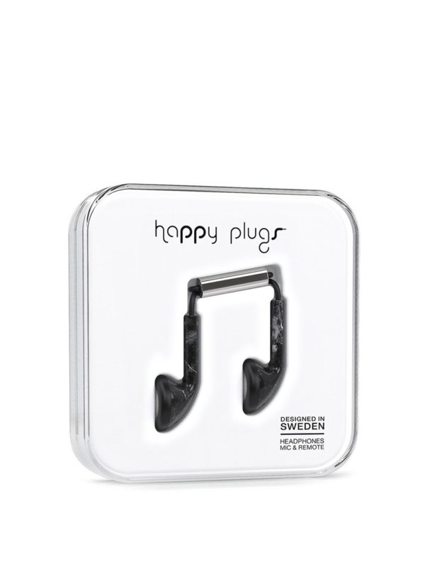 Čierne earbud plus slúchadlá Happy Plugs
