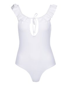 Biele jednodielne plavky s volánmi VERO MODA Lauren