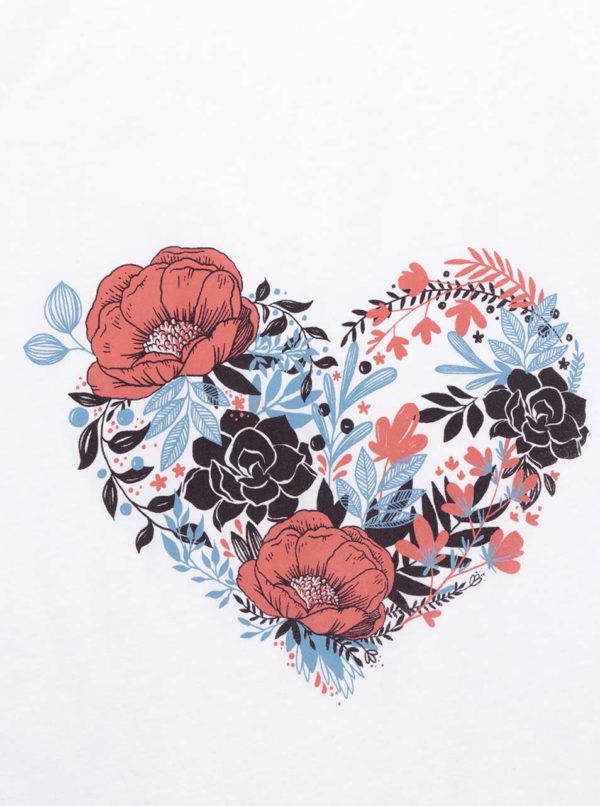 Biele dámske tehotenské tričko ZOOT Originál Flower heart