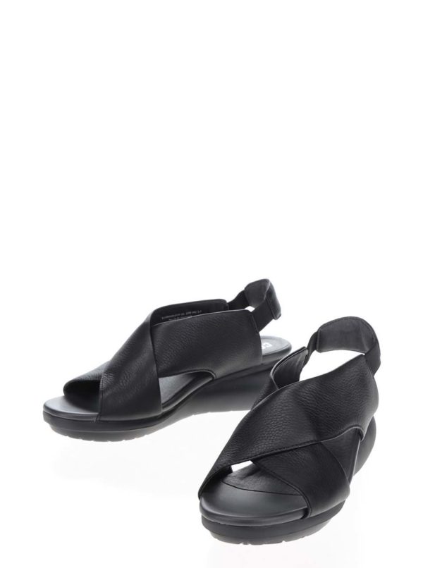 Čierne dámske kožené sandálky Camper