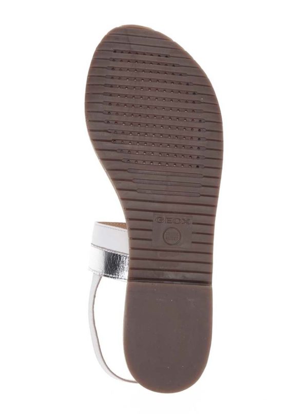 Krémové dámske kožené sandále s detailmi v striebornej farbe Geox Sozy