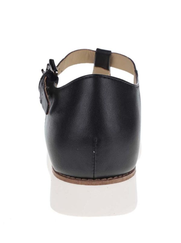 Čierne dámske kožené sandále s remienkami v striebornej farbe Geox Darline