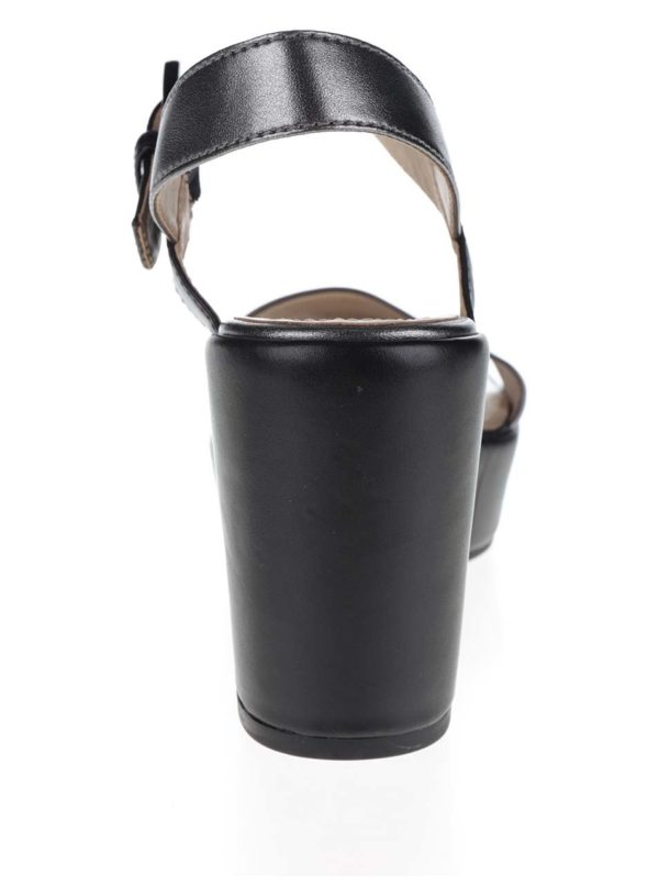 Čierne kožené sandálky na širokom podpätku Geox Zaferly