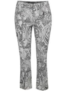 Čierno-krémové vzorované rovné nohavice s vreckami Ulla popken