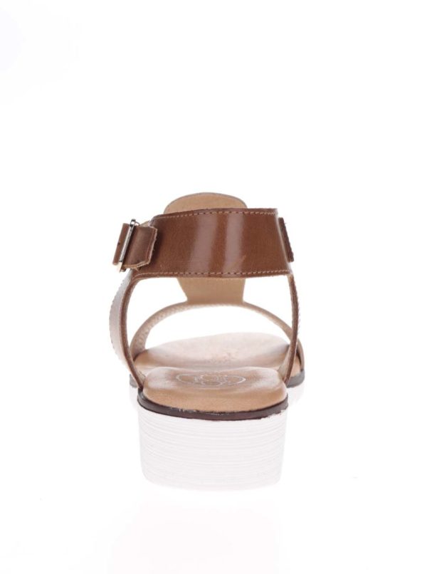 Hnedo-béžové kožené sandále OJJU